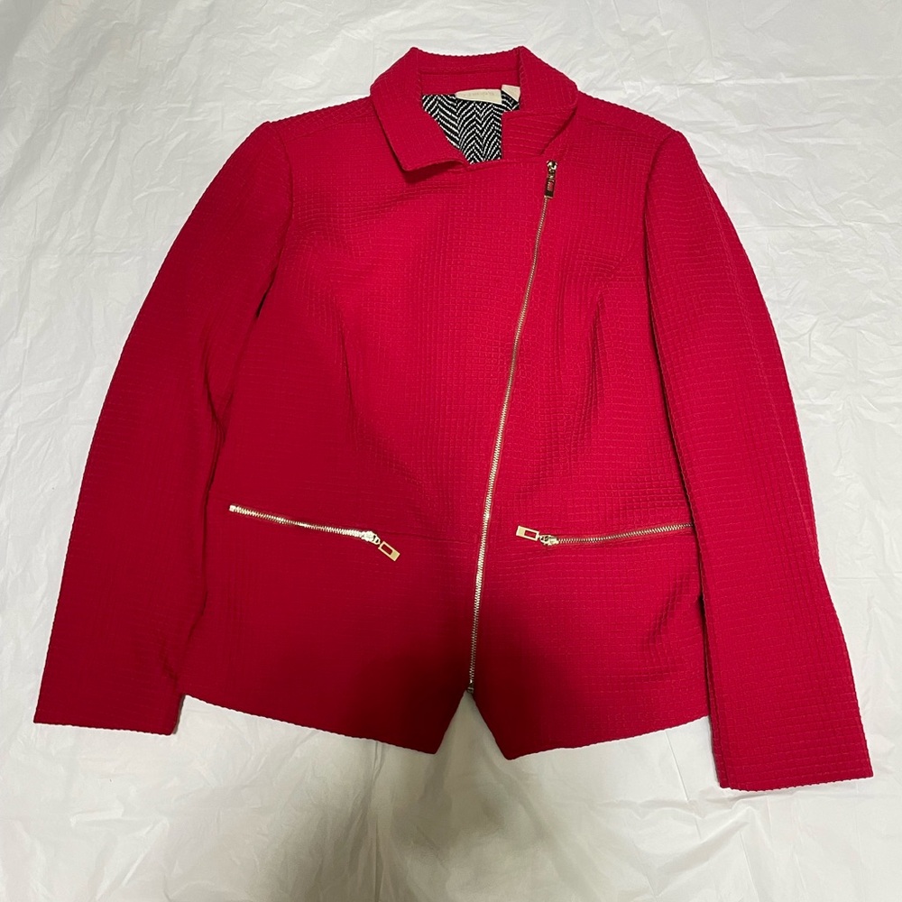 Women's Red Asymmetrical Zip Jacket